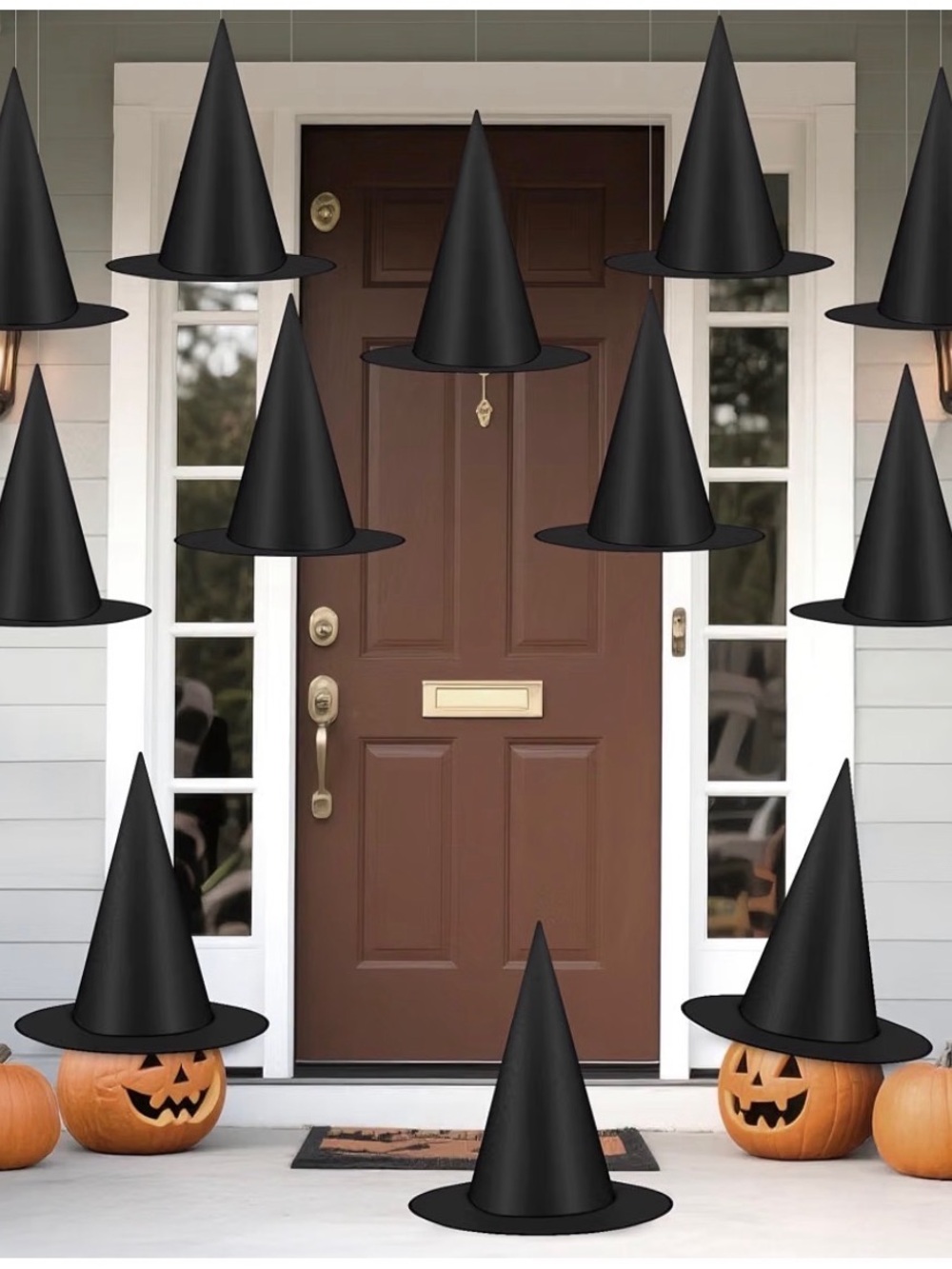 Halloween Black Hanging Witch Hat Decorations -9 Pack